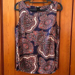 Ann Taylor Sleeveless Paisley Satin Top - Size Medium
